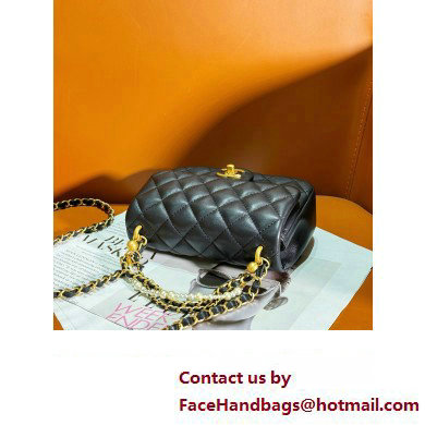 chanel Shiny Lambskin, Imitation Pearls  &  Gold-Tone Metal Mini Flap Bag Black AS4385 2024